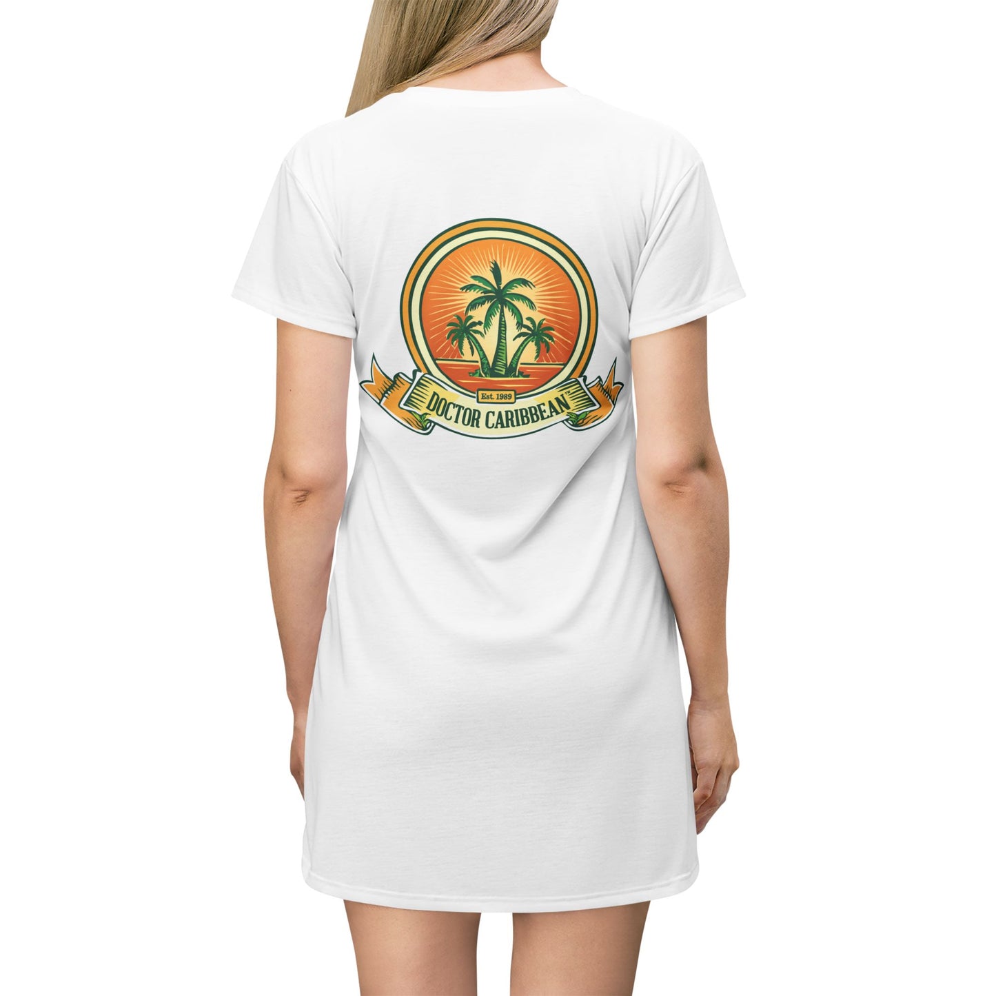 T-Shirt Dress - Doctor Caribbean Retro Vibe with Playful Character