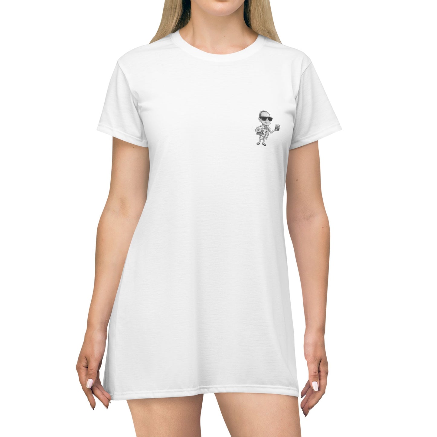 T-Shirt Dress - Doctor Caribbean Retro Vibe with Playful Character