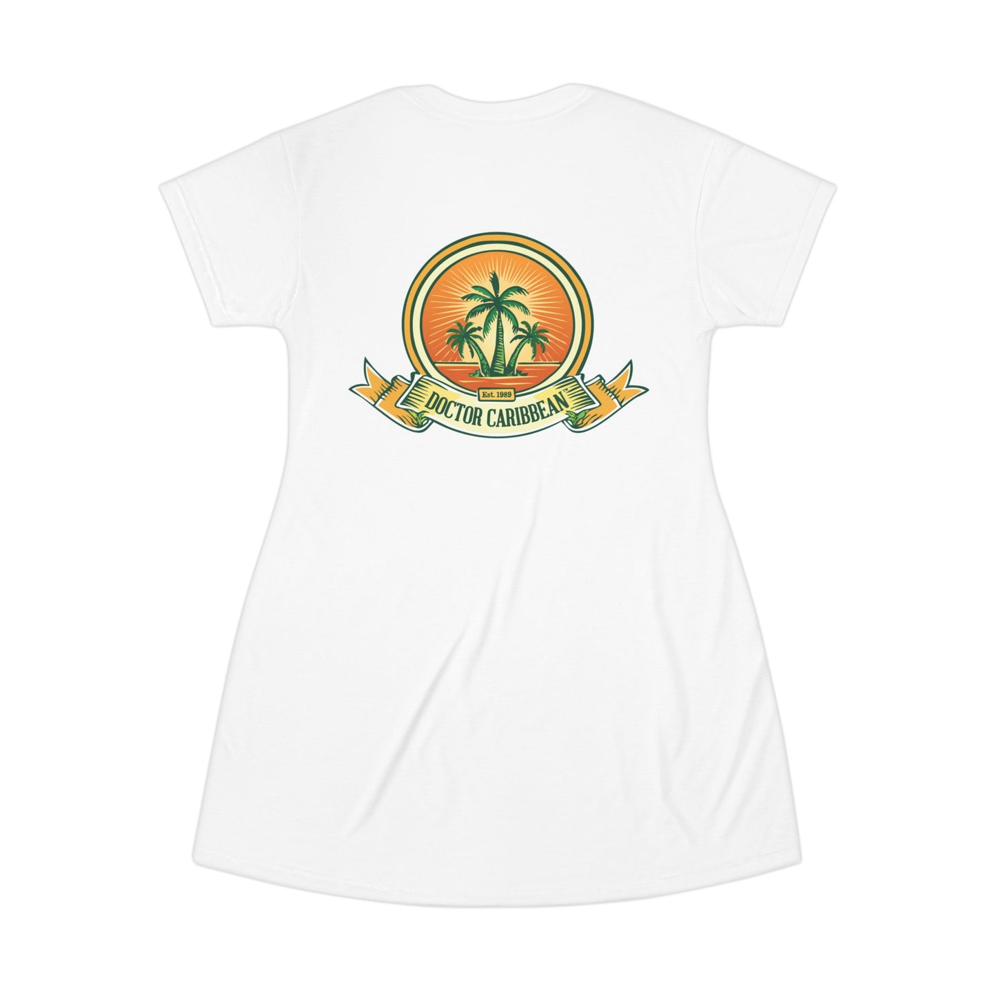 T-Shirt Dress - Doctor Caribbean Retro Vibe with Playful Character