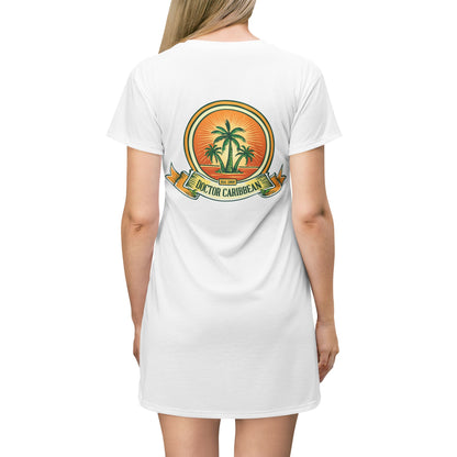 T-Shirt Dress - Doctor Caribbean Retro Vibe with Playful Character