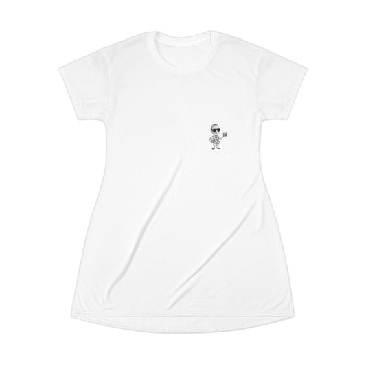 T-Shirt Dress - Doctor Caribbean Retro Vibe with Playful Character